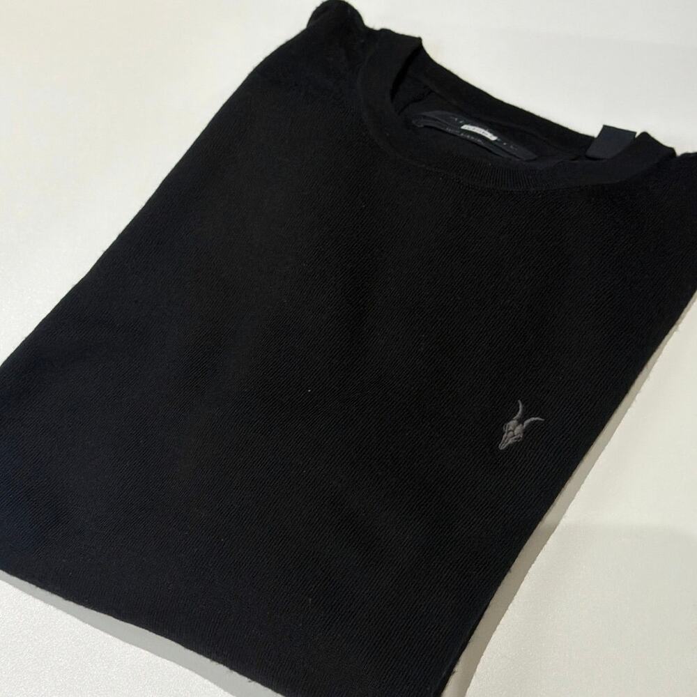 All Saints Sweater Mens L Black Wool LTWT Designer Streetwear Casual Minimalist - Picture 3 of 7